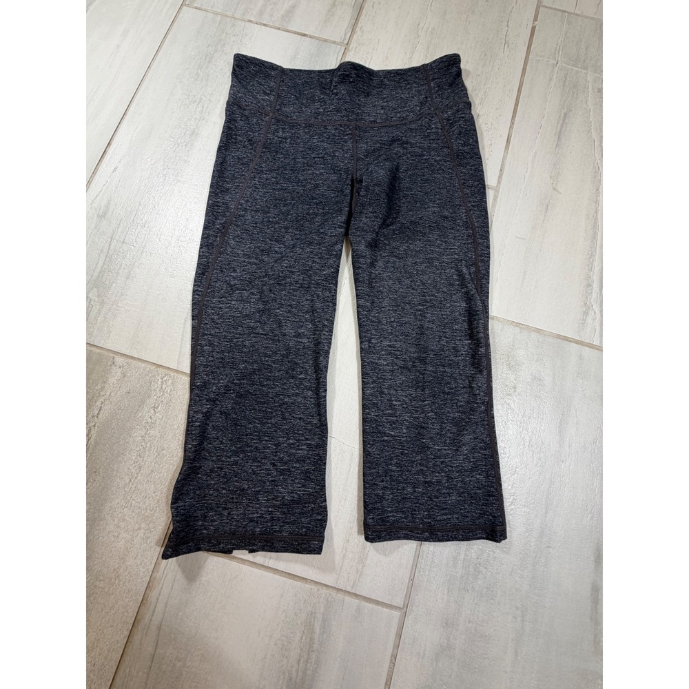 Lululemon Gray Space Dye Crop Leggings Split Hem Yoga Pants Size 10